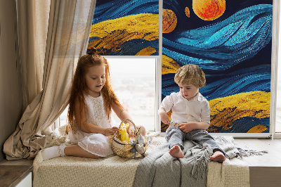 Rolgordijn voor het raam Planeten