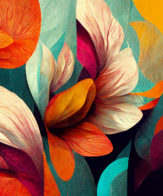 Rolgordijn voor het raam Bloemen in abstractie