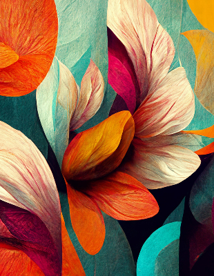 Rolgordijn voor het raam Bloemen in abstractie