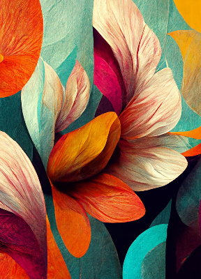 Rolgordijn voor het raam Bloemen in abstractie