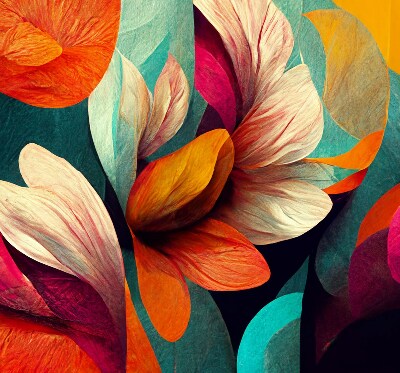 Rolgordijn voor het raam Bloemen in abstractie