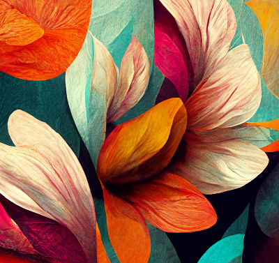 Rolgordijn voor het raam Bloemen in abstractie