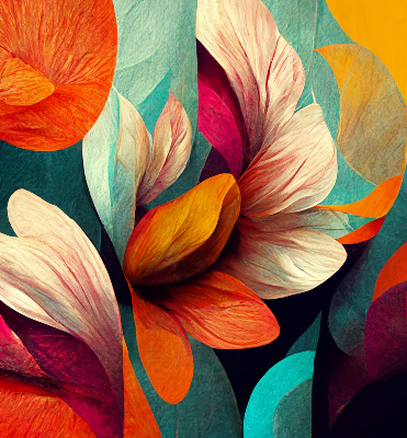 Rolgordijn voor het raam Bloemen in abstractie