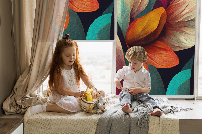 Rolgordijn voor het raam Bloemen in abstractie