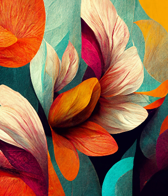 Rolgordijn voor het raam Bloemen in abstractie