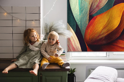 Rolgordijn voor het raam Bloemen in abstractie