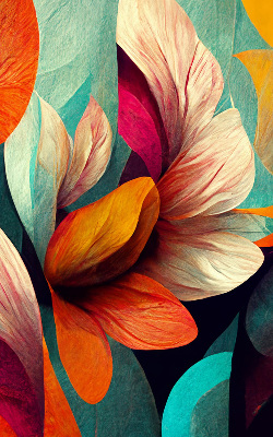 Rolgordijn voor het raam Bloemen in abstractie