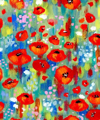 Rolgordijn verduisterend Klaprozenweide