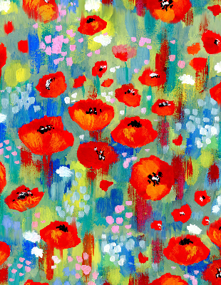 Rolgordijn verduisterend Klaprozenweide