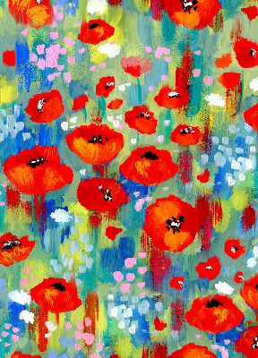 Rolgordijn verduisterend Klaprozenweide