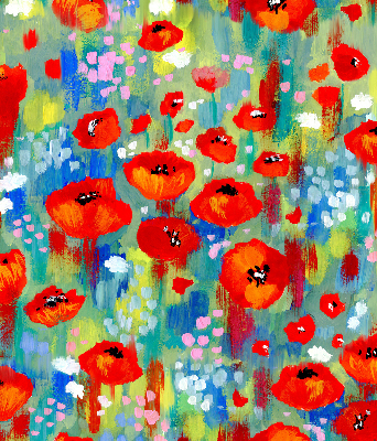 Rolgordijn verduisterend Klaprozenweide