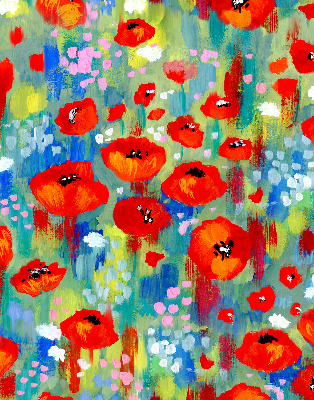 Rolgordijn verduisterend Klaprozenweide