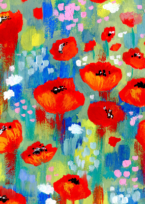 Rolgordijn verduisterend Klaprozenweide