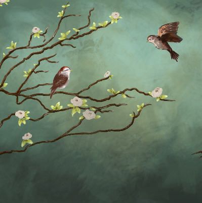 Rolgordijn verduisterend Vogels op een tak