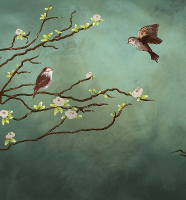 Rolgordijn verduisterend Vogels op een tak