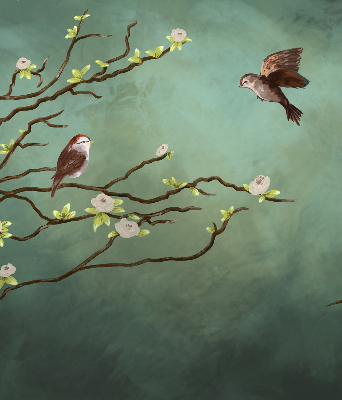 Rolgordijn verduisterend Vogels op een tak