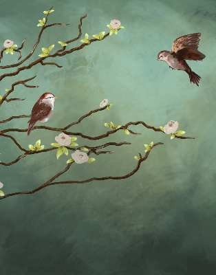 Rolgordijn verduisterend Vogels op een tak