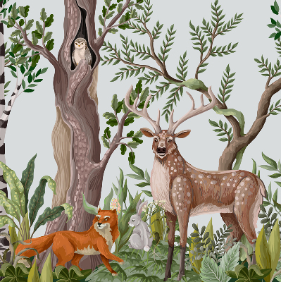 Rolgordijn voor het raam Bosdieren