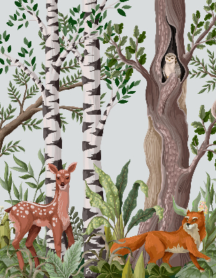 Rolgordijn voor het raam Bosdieren