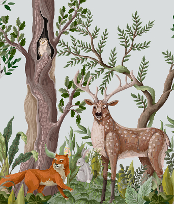 Rolgordijn voor het raam Bosdieren