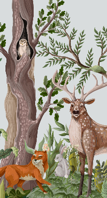 Rolgordijn voor het raam Bosdieren