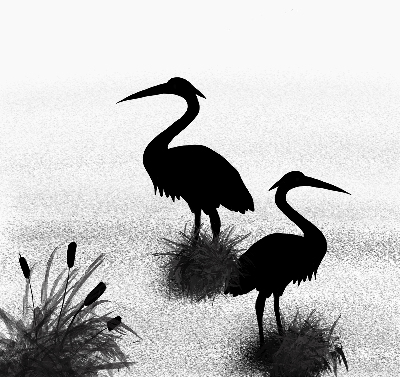 Rolgordijn voor het raam Reigers