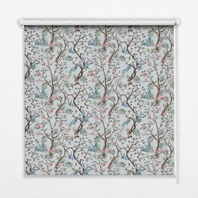 Rolgordijn voor het raam Bloemenranken op een lichte achtergrond