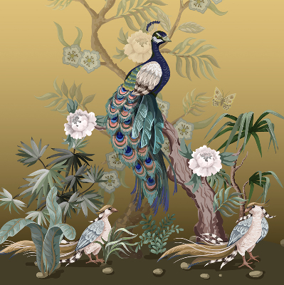 Rolgordijn verduisterend Pauw op een boom