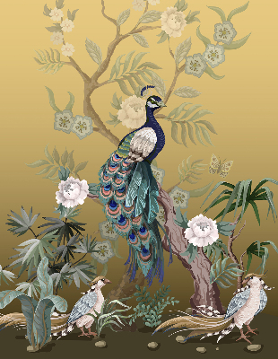 Rolgordijn verduisterend Pauw op een boom