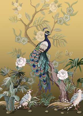 Rolgordijn verduisterend Pauw op een boom