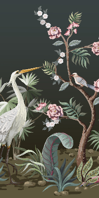 Rolgordijn voor het raam Vogels bij de boom