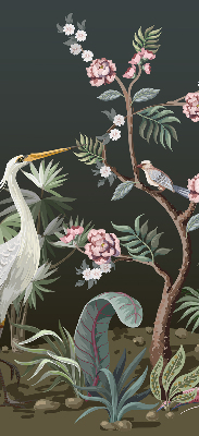 Rolgordijn voor het raam Vogels bij de boom