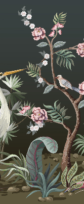 Rolgordijn voor het raam Vogels bij de boom