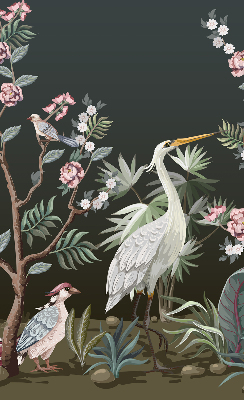 Rolgordijn voor het raam Vogels bij de boom