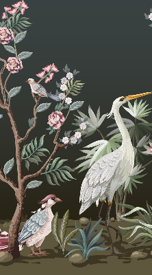 Rolgordijn voor het raam Vogels bij de boom