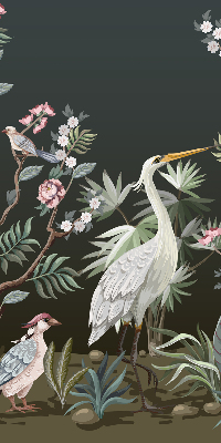 Rolgordijn voor het raam Vogels bij de boom