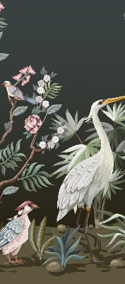 Rolgordijn voor het raam Vogels bij de boom