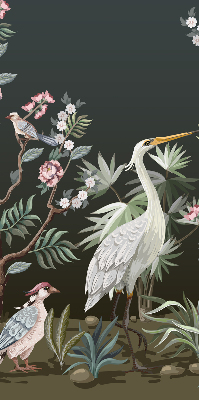 Rolgordijn voor het raam Vogels bij de boom