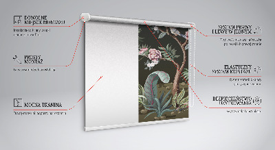 Rolgordijn voor het raam Vogels bij de boom