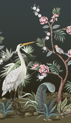 Rolgordijn voor het raam Vogels bij de boom