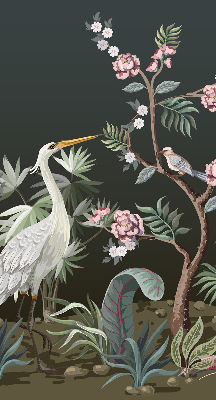 Rolgordijn voor het raam Vogels bij de boom