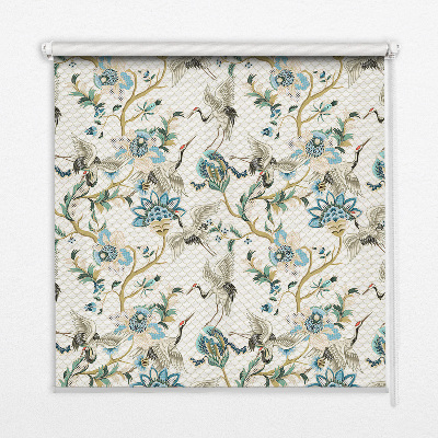 Rolgordijn voor het raam Bloemen en vogels