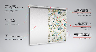 Rolgordijn voor het raam Bloemen en vogels