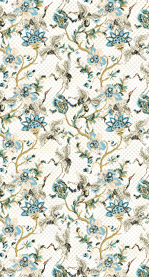 Rolgordijn voor het raam Bloemen en vogels