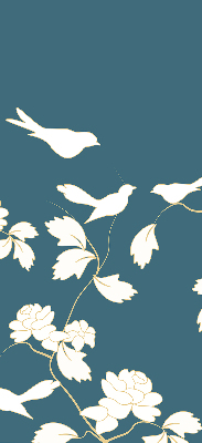 Rolgordijn verduisterend Witte vogels op witte bloemen