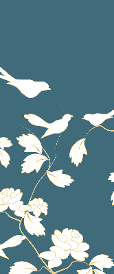 Rolgordijn verduisterend Witte vogels op witte bloemen