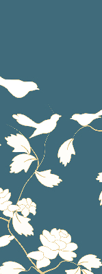 Rolgordijn verduisterend Witte vogels op witte bloemen