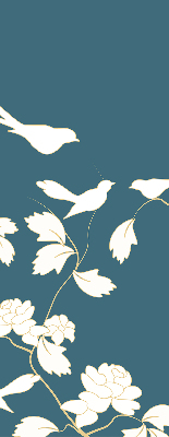 Rolgordijn verduisterend Witte vogels op witte bloemen