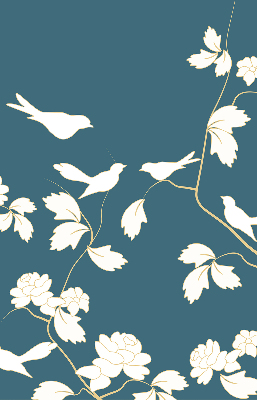 Rolgordijn verduisterend Witte vogels op witte bloemen