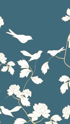 Rolgordijn verduisterend Witte vogels op witte bloemen